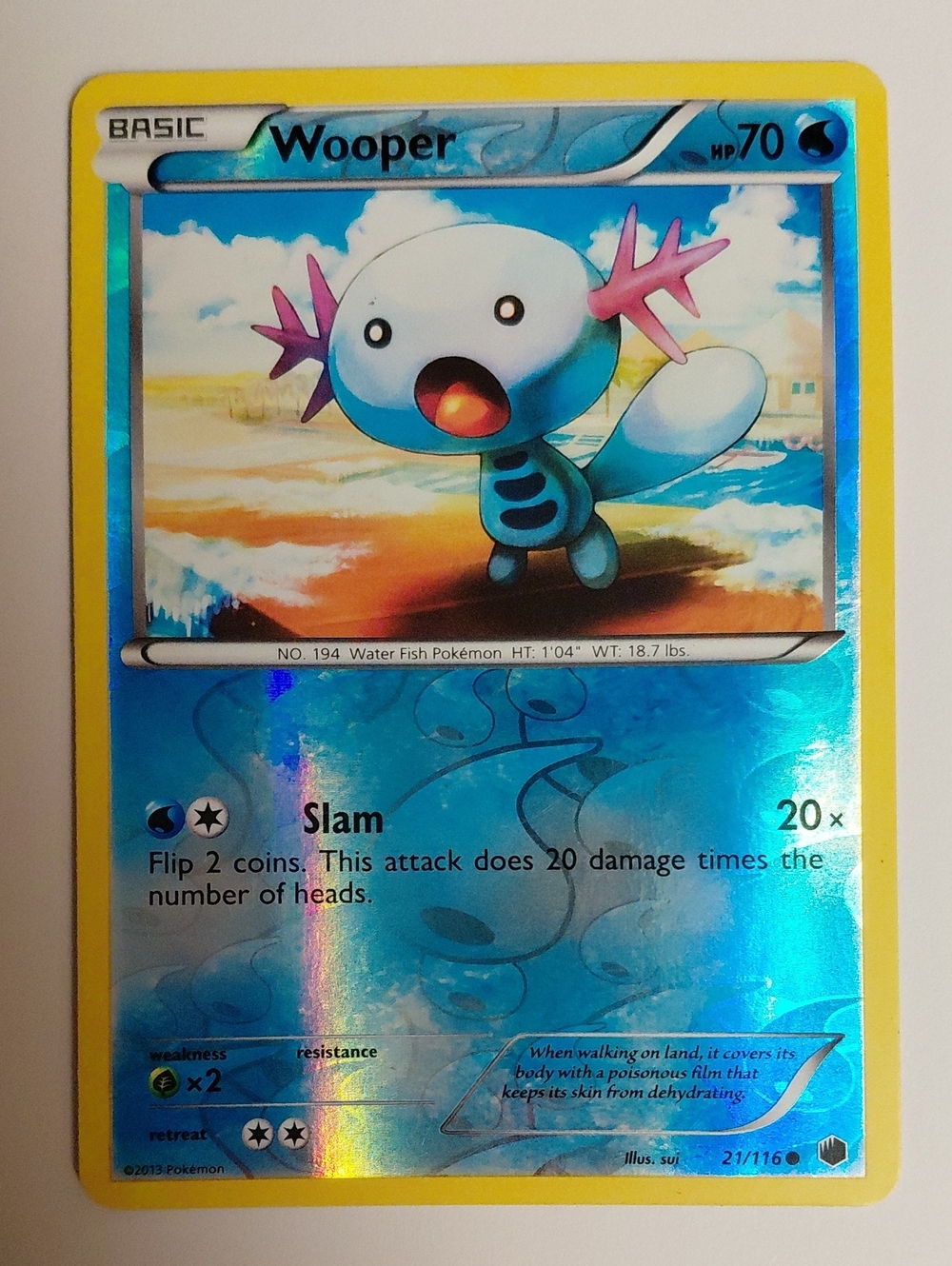Wooper Reverse Holo - Plasma Freeze - Vintage Pokemon Card